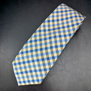 Haines & Bonner Blue & Gold Plaid Silk Neck Tie